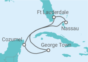 Reiseroute der Kreuzfahrt  Bahamas, Mexiko, Kaimaninseln - mit Flug - Celebrity Cruises