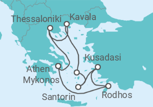 Reiseroute der Kreuzfahrt  Griechenland, Türkei - mit Flug - Celebrity Cruises