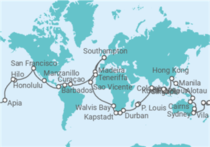 Reiseroute der Kreuzfahrt  EPIC WORLD EXPLORER 2027 - Nur für Erwachsene - PO Cruises