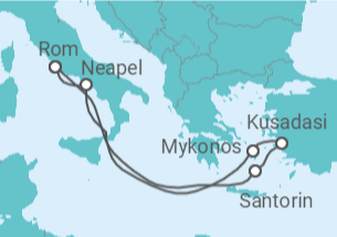 Reiseroute der Kreuzfahrt  Griechenland, Türkei, Italien - mit Flug - Royal Caribbean