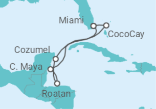 Reiseroute der Kreuzfahrt  Honduras, Mexiko - mit Flug - Royal Caribbean