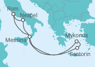 Reiseroute der Kreuzfahrt  Italien, Griechenland - mit Flug - Royal Caribbean