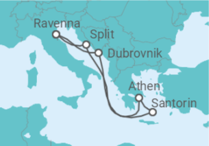 Reiseroute der Kreuzfahrt  Kroatien, Griechenland - mit Flug - Royal Caribbean