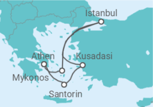 Reiseroute der Kreuzfahrt  Griechenland, Türkei - mit Flug - Royal Caribbean