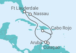 Reiseroute der Kreuzfahrt  Bahamas, Aruba, Curaçao - mit Flug - Royal Caribbean