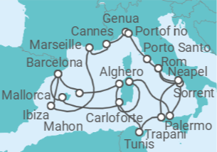 Reiseroute der Kreuzfahrt  An Extended Journey of Natural Delights and Historic Wonders - Explora Journeys