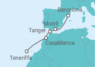 Reiseroute der Kreuzfahrt  A Journey of Spanish Charms & Moroccan Wonders - Explora Journeys