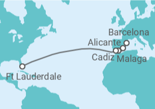 Reiseroute der Kreuzfahrt  Spanien - Royal Caribbean