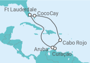 Reiseroute der Kreuzfahrt  Curaçao, Aruba - Royal Caribbean