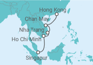 Reiseroute der Kreuzfahrt  Vietnam - Cunard