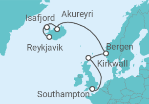 Reiseroute der Kreuzfahrt  Reise durch das Nordmeer - NCL Norwegian Cruise Line