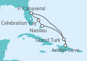 Reiseroute der Kreuzfahrt  EASTERN CARIBBEAN - Carnival Cruise Line