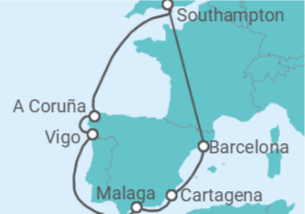 Reiseroute der Kreuzfahrt  Spanien - Disney Cruise Line