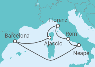 Reiseroute der Kreuzfahrt  Italien, Frankreich - Disney Cruise Line