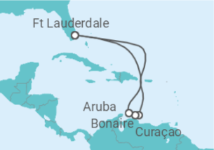 Reiseroute der Kreuzfahrt  Curaçao, Bonaire, San Eustaquio y Saba, Aruba - Holland America Line