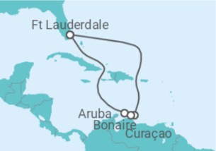 Reiseroute der Kreuzfahrt  Bonaire, San Eustaquio y Saba, Aruba, Curaçao - Holland America Line