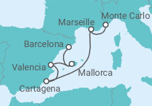 Reiseroute der Kreuzfahrt  Frankreich, Spanien - Silversea