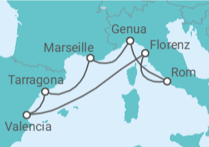 Reiseroute der Kreuzfahrt  Küste der Kulturen, Geschichte & Genuss - MSC Cruises