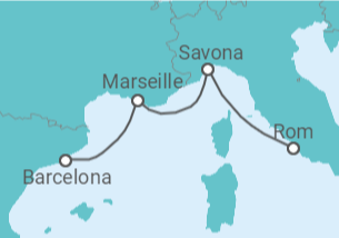 Reiseroute der Kreuzfahrt  Italien, Frankreich - Costa Kreuzfahrten