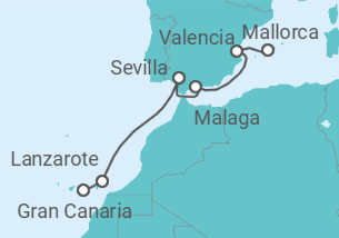 Reiseroute der Kreuzfahrt  Von Mallorca nach Gran Canaria 2 - AIDA