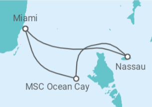 Reiseroute der Kreuzfahrt  Bahamas Alles Inklusive - MSC Cruises
