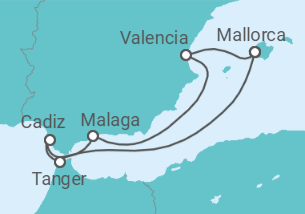 Reiseroute der Kreuzfahrt  7 Nächte - Südspanien für Genießer - ab/bis Palma - Mein Schiff