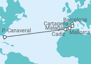 Reiseroute der Kreuzfahrt  Spanien - Royal Caribbean