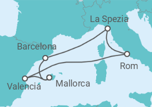 Reiseroute der Kreuzfahrt  7 Nächte - Festtage im  westlichen Mittelmeer - ab/bis Palma - mit Flug - Mein Schiff