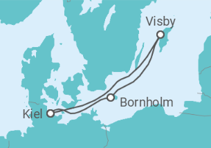 Reiseroute der Kreuzfahrt  4 Nächte - Jeckliner 6 - ab/bis Kiel - Mein Schiff