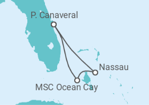 Reiseroute der Kreuzfahrt  Bahamas - MSC Cruises