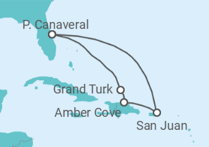 Reiseroute der Kreuzfahrt  Eastern Caribbean with Puerto  Rico - Princess Cruises