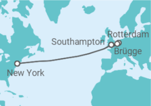 Reiseroute der Kreuzfahrt  Vereinigtes Königreich, Niederlande, Belgien - Cunard