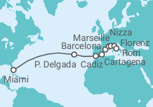 Reiseroute der Kreuzfahrt  Portugal, Spanien, Frankreich, Italien - Oceania Cruises