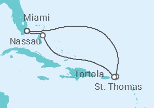 Reiseroute der Kreuzfahrt  Britische Jungferninseln, Amerikanische Jungferninseln, Bahamas - Oceania Cruises