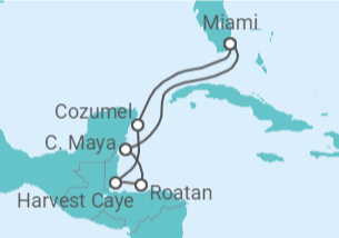 Reiseroute der Kreuzfahrt  Mexiko, Honduras - Oceania Cruises