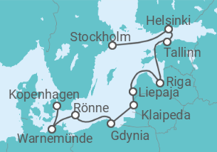 Reiseroute der Kreuzfahrt  Von Kopenhagen (Dänemark) nach Stockholm (Schweden) - Oceania Cruises