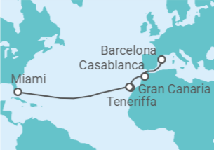 Reiseroute der Kreuzfahrt  Marokko, Spanien - Virgin Voyages
