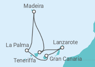 Reiseroute der Kreuzfahrt  7 Nächte - Festtage Kanaren & Madeira - ab/bis Santa Cruz - mit Flug - Mein Schiff