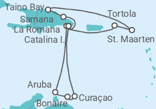 Reiseroute der Kreuzfahrt  14 Nächte - Karibische Inselwelten - ab/bis La Romana - mit Flug - Mein Schiff