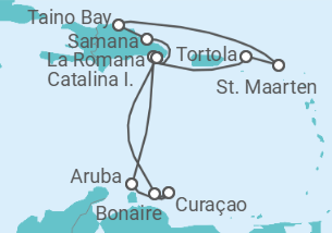 Reiseroute der Kreuzfahrt  14 Nächte - Festtage in der Karibik - ab/bis La Romana - mit Flug - Mein Schiff