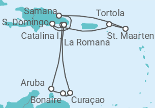 Reiseroute der Kreuzfahrt  14 Nächte - Karibische Inselwelten - ab/bis La Romana - Mein Schiff
