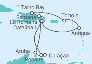 Reiseroute der Kreuzfahrt  14 Nächte - Jahresauftakt in der Karibik - ab/bis La Romana - mit Flug - Mein Schiff