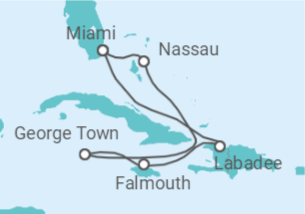 Reiseroute der Kreuzfahrt  Bahamas, Kaimaninseln, Jamaika - Royal Caribbean