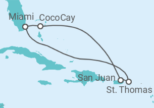 Reiseroute der Kreuzfahrt  Puerto Rico, Amerikanische Jungferninseln - Royal Caribbean