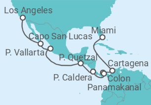 Reiseroute der Kreuzfahrt  Kolumbien, Panama, Costa Rica, Mexiko - NCL Norwegian Cruise Line