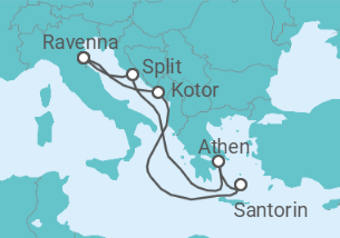 Reiseroute der Kreuzfahrt  Montenegro, Griechenland, Kroatien - Royal Caribbean
