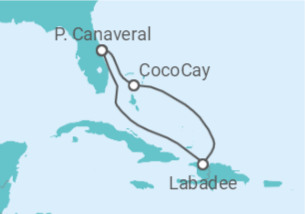 Reiseroute der Kreuzfahrt  USA - Royal Caribbean