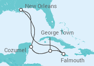 Reiseroute der Kreuzfahrt  Jamaika, Kaimaninseln, Mexiko - Royal Caribbean