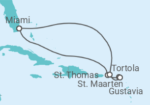 Reiseroute der Kreuzfahrt  Amerikanische Jungferninseln, Sint Maarten, Guadeloupe, Britische Jungferninseln - Oceania Cruises