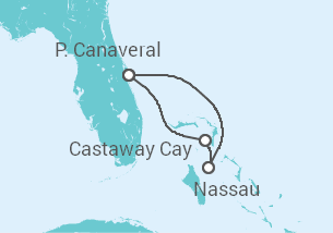 Reiseroute der Kreuzfahrt  USA - Disney Cruise Line